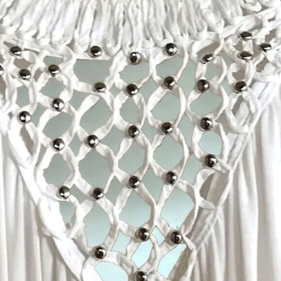 DRESS by FIG & VINE SILVER Embellished beads, detailed WHITE MIDI MEDIUM - Picture 7 of 15